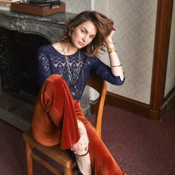 Sezane Daisy navy blue lace top - Picture 2 of 10